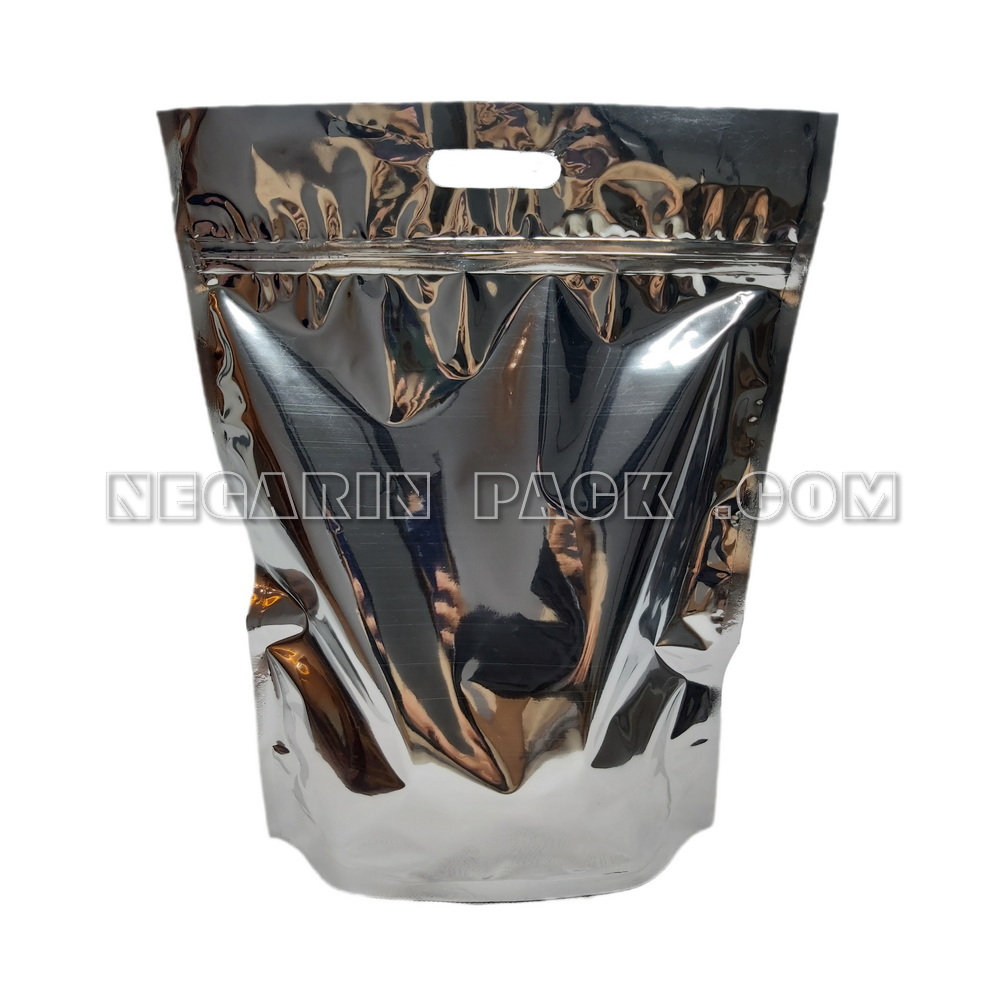 پاکت ایستاده یک طرف شفاف یک طرف نقره ای زیپدار (۱۲) پاکت ایستاده یک طرف شفاف یک طرف نقره ای زیپدار (۱۲)