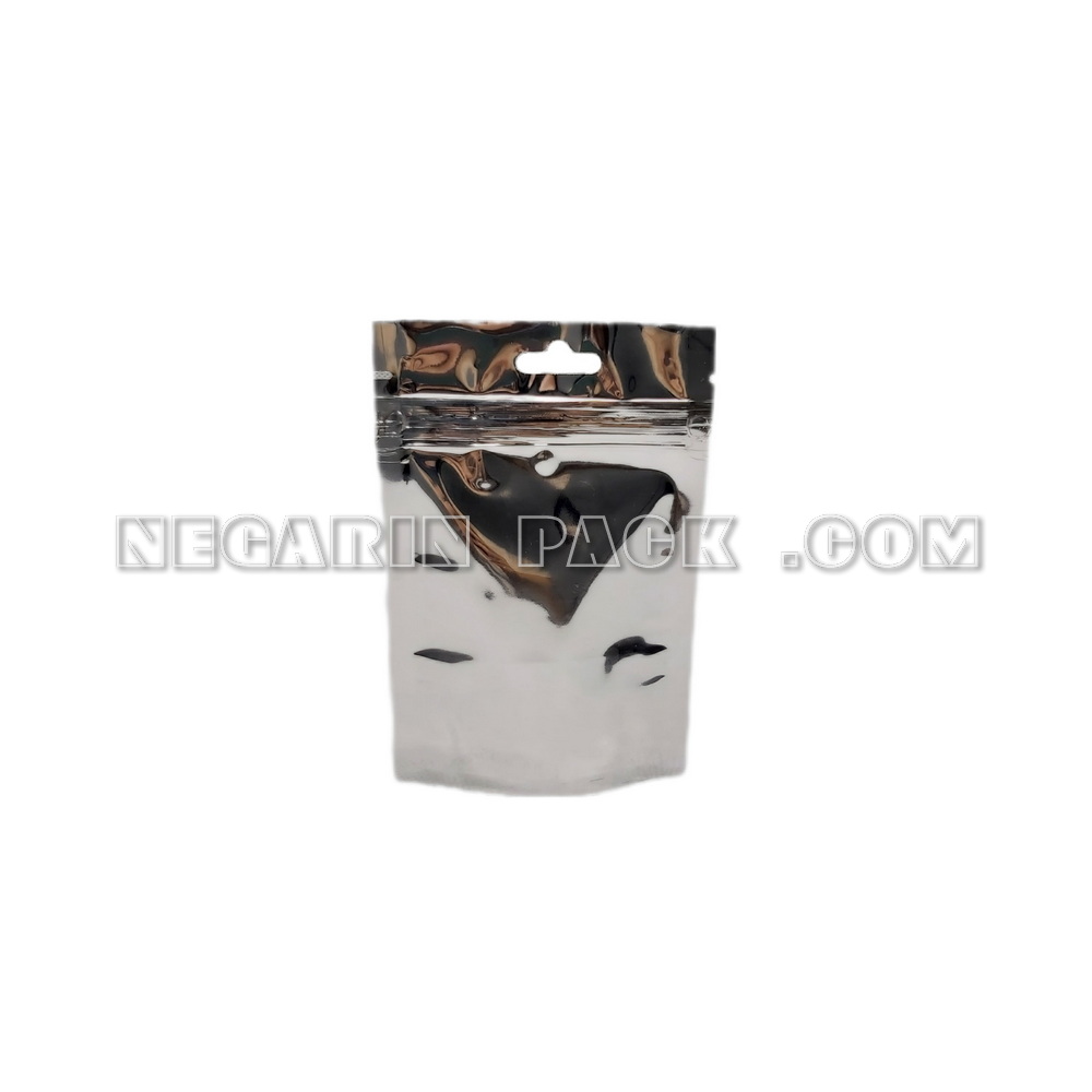 پاکت ایستاده یک طرف شفاف یک طرف نقره ای زیپدار (۲) پاکت ایستاده یک طرف شفاف یک طرف نقره ای زیپدار (۲)