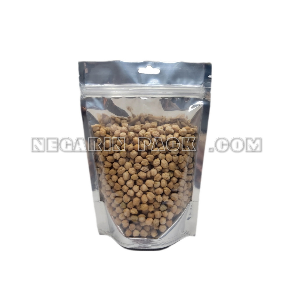 پاکت ایستاده یک طرف شفاف یک طرف نقره ای زیپدار (۳) پاکت ایستاده یک طرف شفاف یک طرف نقره ای زیپدار (۳)