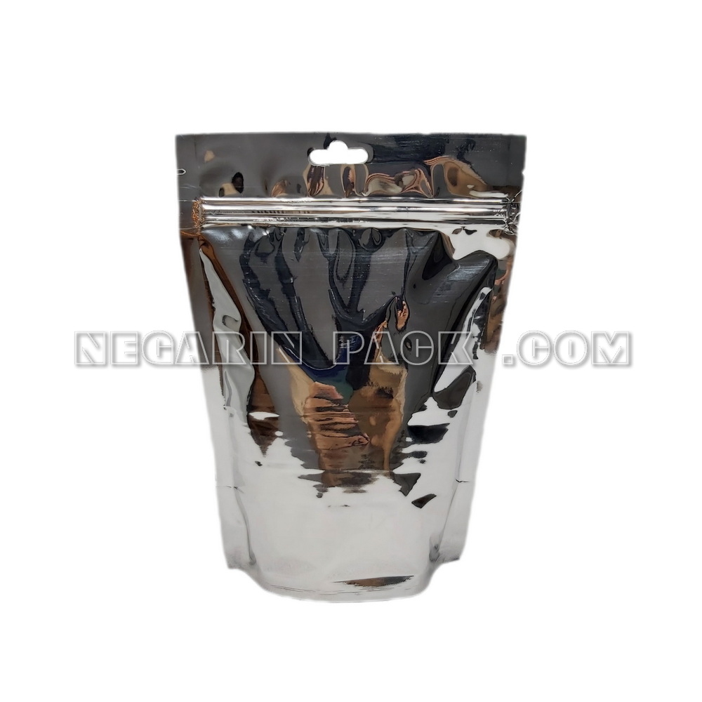 پاکت ایستاده یک طرف شفاف یک طرف نقره ای زیپدار (۴) پاکت ایستاده یک طرف شفاف یک طرف نقره ای زیپدار (۴)