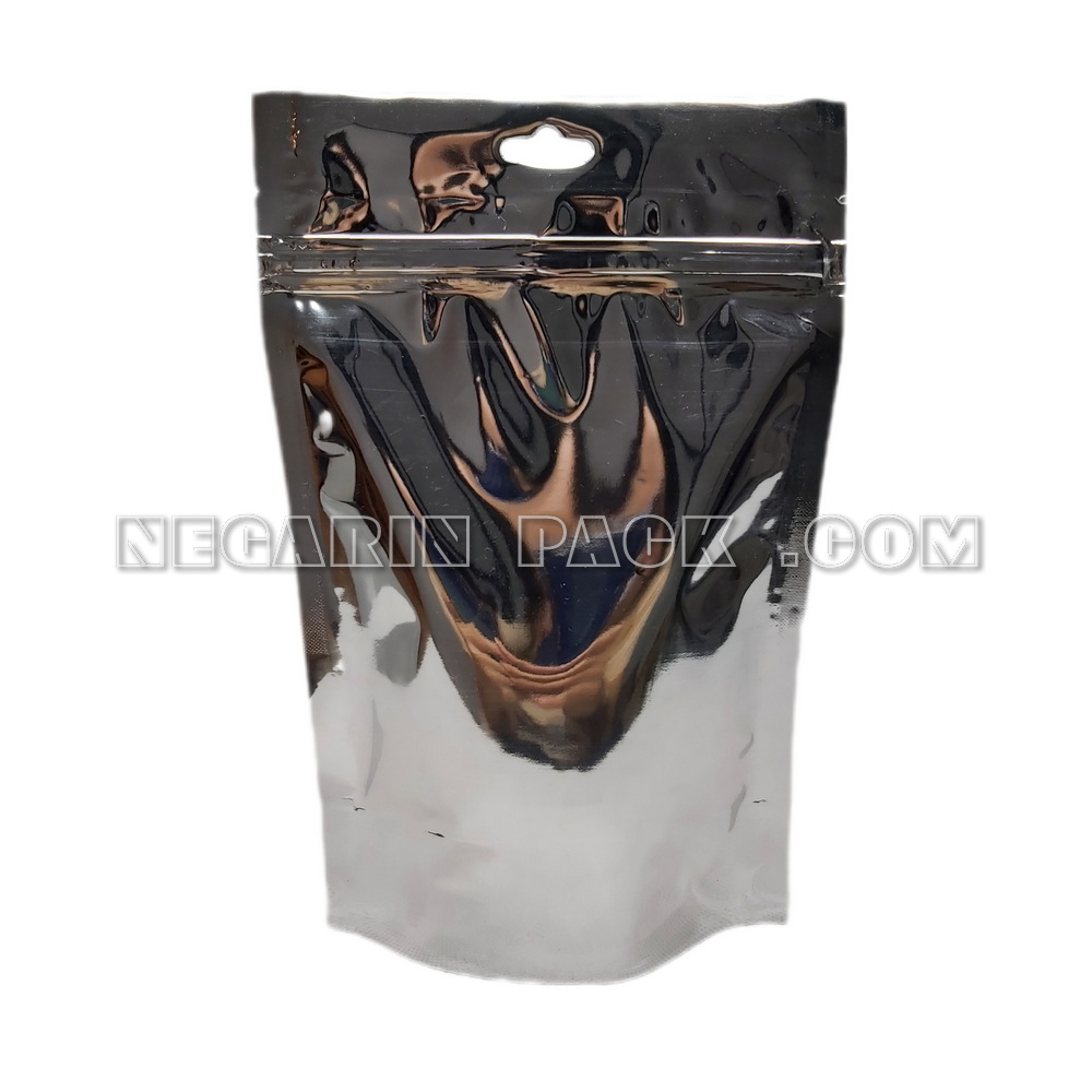 پاکت ایستاده یک طرف شفاف یک طرف نقره ای زیپدار (۶) پاکت ایستاده یک طرف شفاف یک طرف نقره ای زیپدار (۶)