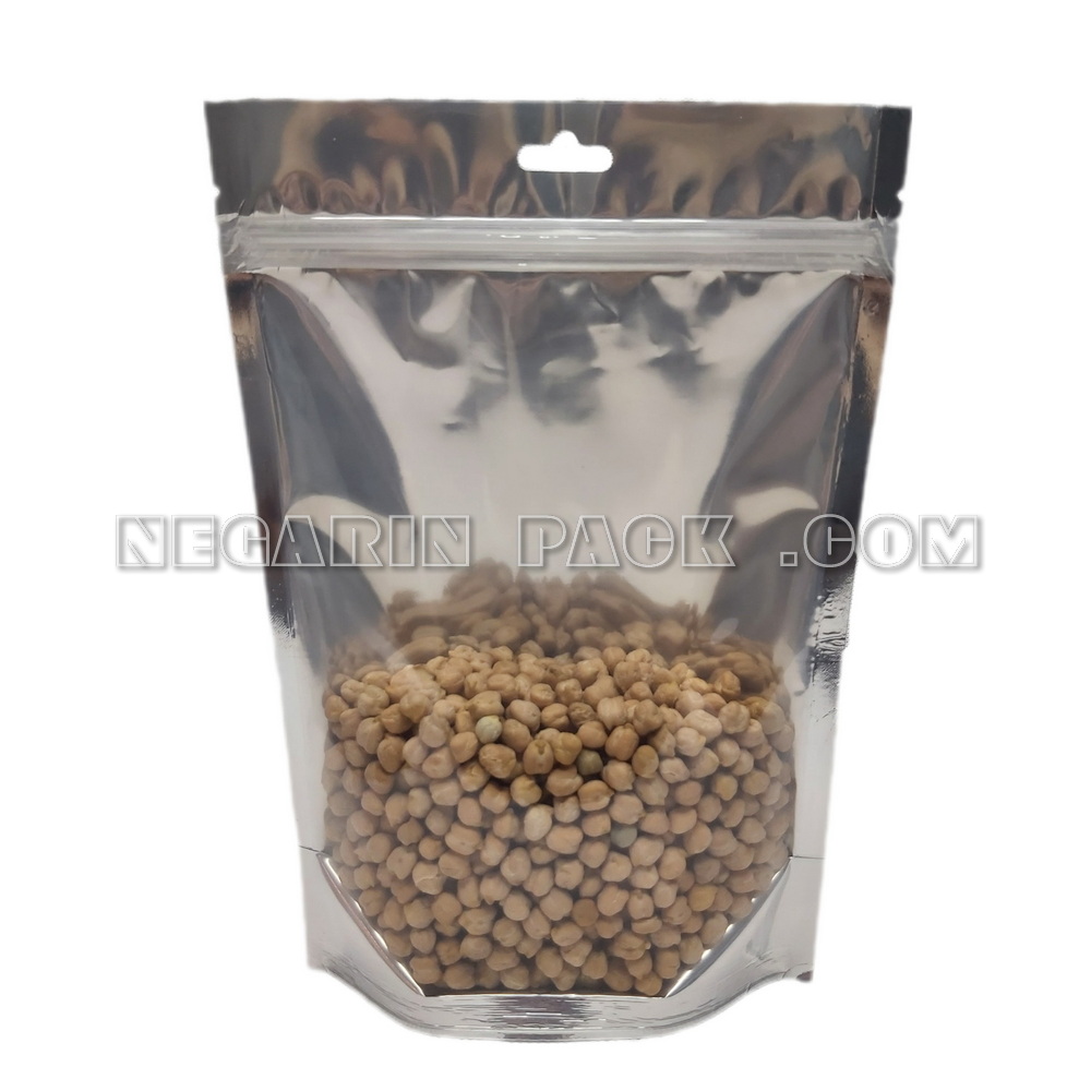 پاکت ایستاده یک طرف شفاف یک طرف نقره ای زیپدار (۷) پاکت ایستاده یک طرف شفاف یک طرف نقره ای زیپدار (۷)